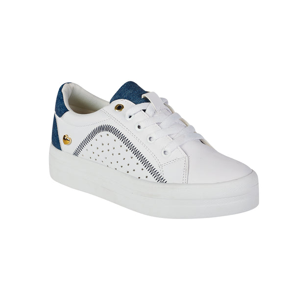 Tenis Casual de Dama Modelo 0053 con Detalles Dorados y Diseño Moderno