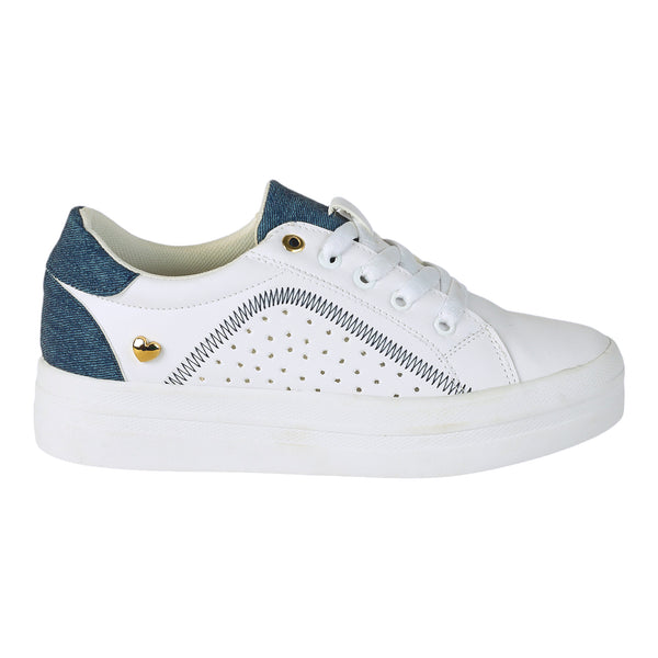 Tenis Casual de Dama Modelo 0053 con Detalles Dorados y Diseño Moderno