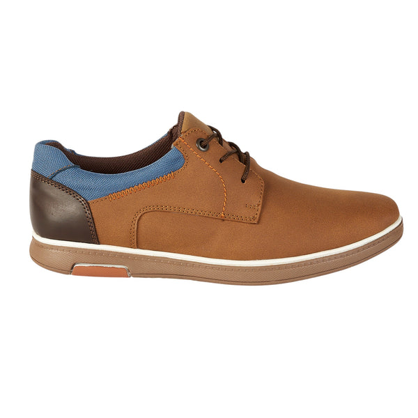 Zapato Casual de Caballero Modelo 0404 en Color Tan con Detalles en Azul y Marrón