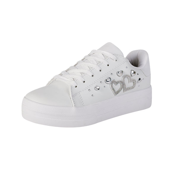 Tenis Casual de Dama Modelo 1390 con Detalles de Corazones y Brillantes - Elegancia y EstiloAñade un toque de estilo y comodidad a tu colección de calzado con los Tenis Casual de Dama modelo 1390.