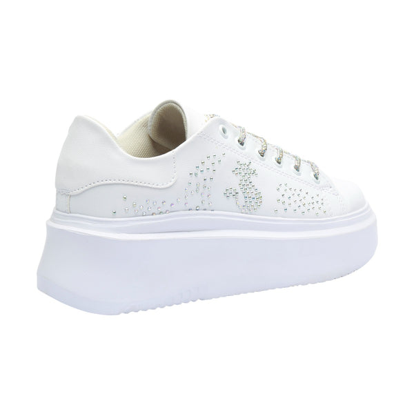 Tenis Plataforma Blanca con Detalles Brillantes - Modelo 3014