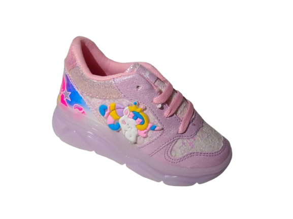 Tenis para Niña Modelo 014-UNI con Diseño de Unicornio y Detalles Brillantes