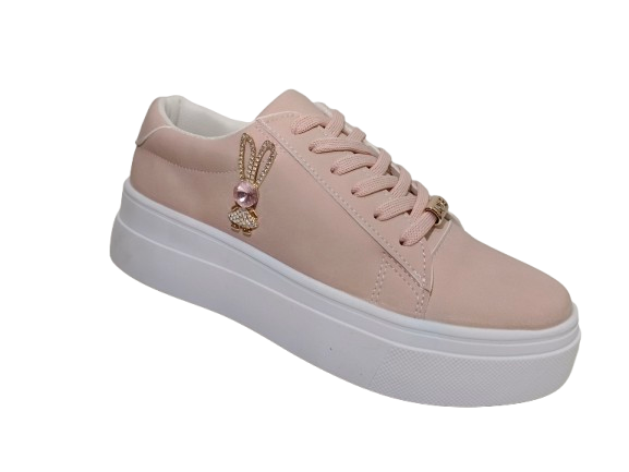 Tenis Rosas de Plataforma con Encanto de Conejito - Modelo 0445