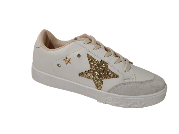 Tenis Casual de Dama con Estrella Dorada Brillante - Modelo 6466