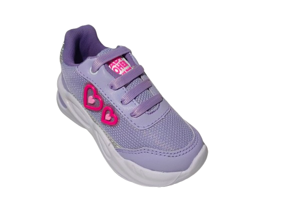 Tenis Casual para Niña - Modelo 0063 en Lila con Corazones.